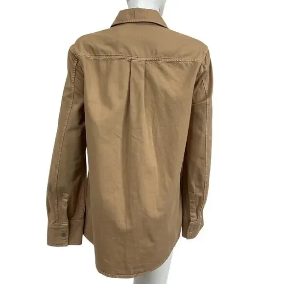 Vince Cotton Twill Beige Overshirt Jacket Size S - Picture 3 of 5